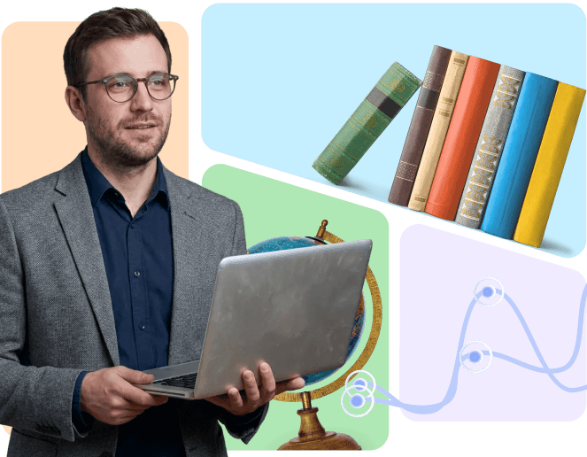 A man with a laptop.
